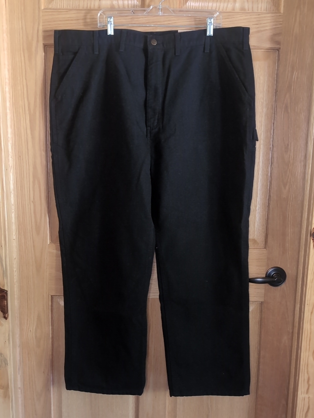 NWT Sz 46/30 Men's Carhartt Classic Black Flannel Lined Loose Fit Work Pants